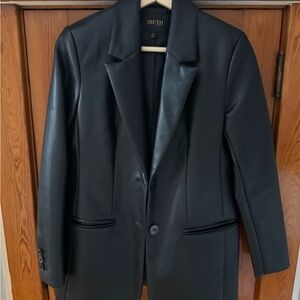 TRUTH Black Faux Leather Blazer Jacket
